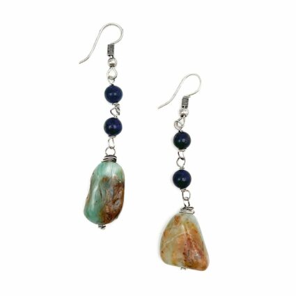 Banjara Semi-Precious Stone Earrings - Lapis & Peruvian Opal
