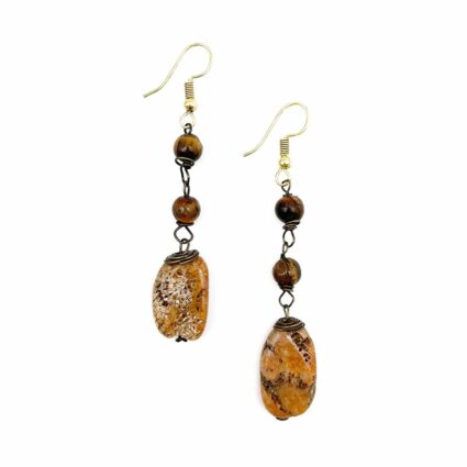 Banjara Semi-Precious Stone Earrings - Tigereye