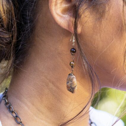 Banjara Semi-Precious Stone Earrings - Tigereye