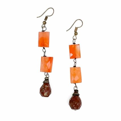 Banjara Cascading Stones Earrings - Carnelian, Red Jasper