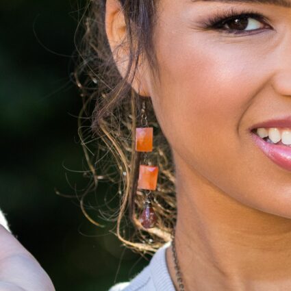 Banjara Cascading Stones Earrings - Carnelian, Red Jasper