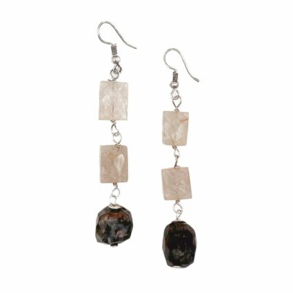 Banjara Cascading Stones Earrings-Yellow Aventurine, Tigereye