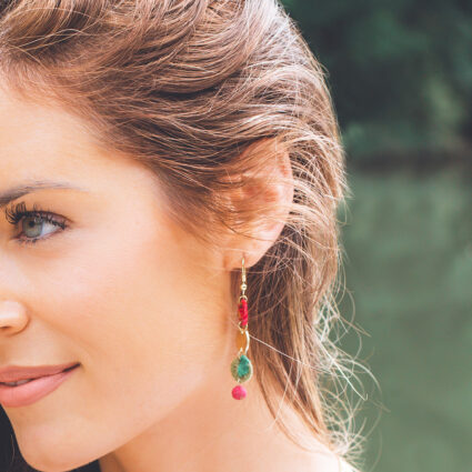 Aasha Row of Coin Beads Earrings