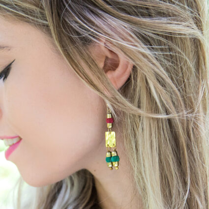Aasha Dual Capped Beads Earrings