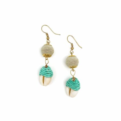 Sachi Turquoise Waters Earrings - Circle and Shell Beads