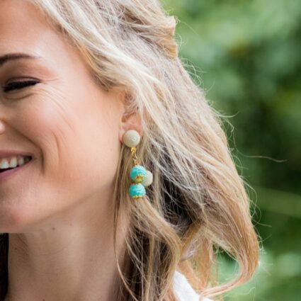 Sachi Turquoise Waters Earrings - Circle Bead Cluster