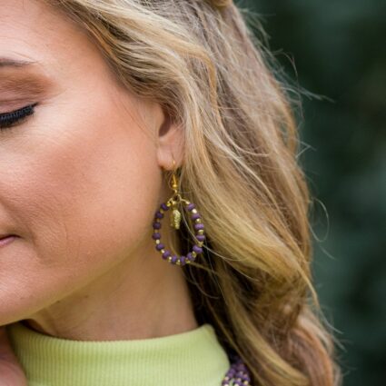 Sachi Mulberry Mix Collection Earrings - Purple Ring