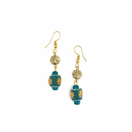 Sachi Ocean Sky Collection Earrings - Single Bead with Gold
