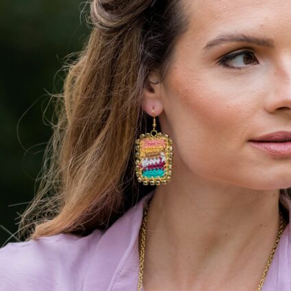 Sachi Warp & Weft Collection Earrings - Woven Rectangles