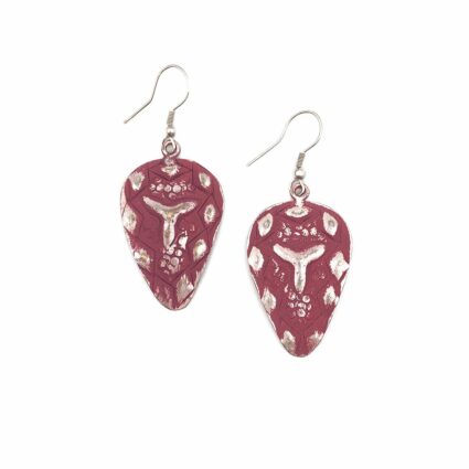 Silver Patina Earrings - Pink Linear Teardrop