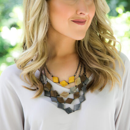 Omala Autumn Neutrals Collection Necklace - Diamond Beads