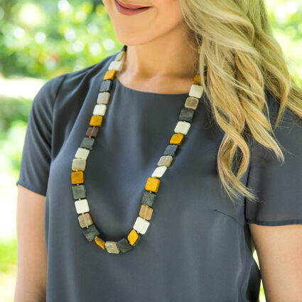 Omala Autumn Neutrals Collection Necklace - Mixed Squares