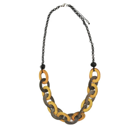 Omala Autumn Neutrals Collection Necklace - Grey/Yellow Link