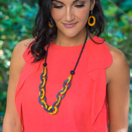 Omala Autumn Neutrals Collection Necklace - Grey/Yellow Link