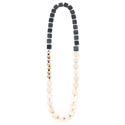 Omala Silver Fog Collection Necklace - Squares and Copper