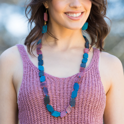 Omala Wildberry Collection Necklace - Long Abstract Shapes