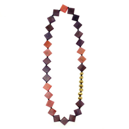 Omala Primrose and Plum Collection Necklace - Squares/Metal