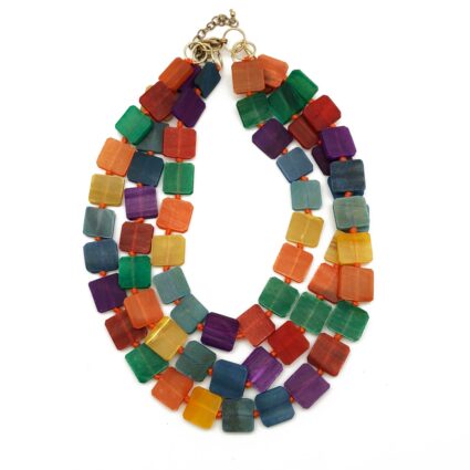 Omala Rainbow Collection Necklace - Triple Layer Bib
