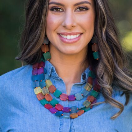 Omala Rainbow Collection Necklace - Triple Layer Bib