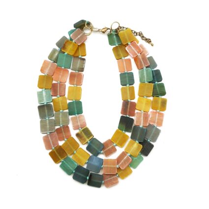 Omala Pleasing Pastels Collection Necklace -Triple Layer Bib