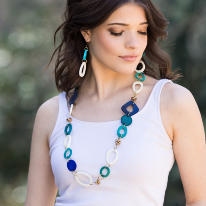 Omala Azure Coast Collection Necklace - Links and Brass
