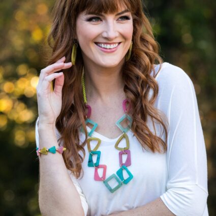 Omala Pleasing Pastels Collection Necklace - Open Triangles