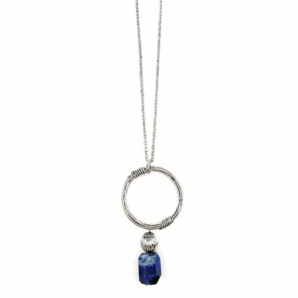 Banjara Antiqued Ring Necklace with Lapis Stone