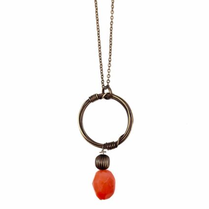 Banjara Antiqued Ring Necklace with Carnelian Stone