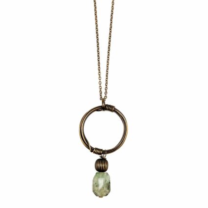 Banjara Antiqued Ring Necklace with Prehnite Stone