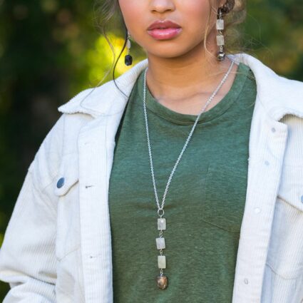 Banjara Cascading Stones Necklace-Yellow Aventurine, Tigereye