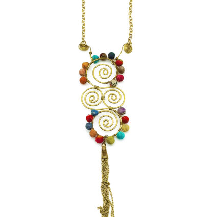 Aasha Spirals and Tassel Pendant Necklace