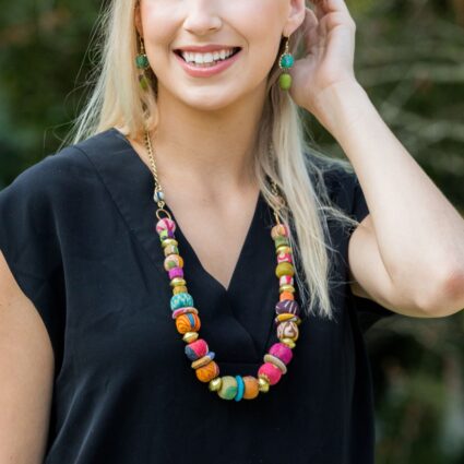 Aasha Mixed Round and Flat Beads Necklace