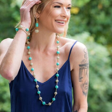 Sachi Turquoise Waters Necklace - Long Length, Small Orbs