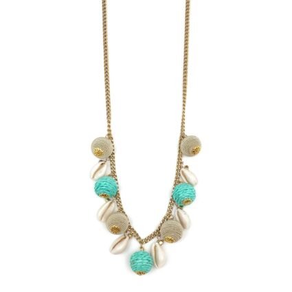 Sachi Turquoise Waters Necklace - Circles and Shell Beads