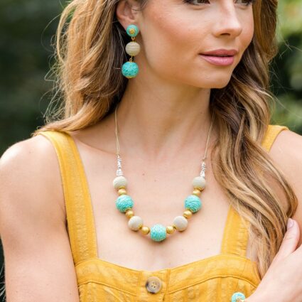 Sachi Turquoise Waters Necklace - Circles, Shells, Gold