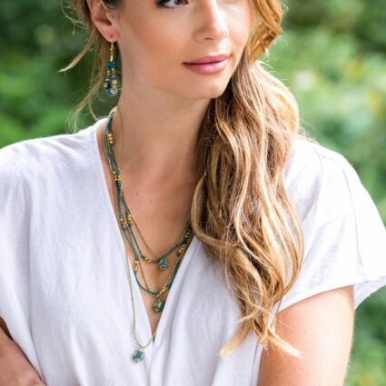 Sachi Ocean Sky Collection Necklace - 5 Strand Chain & Beads