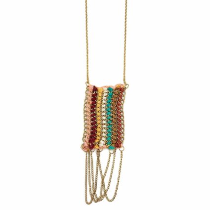Sachi Warp & Weft Collection Necklace - Striped with Chains