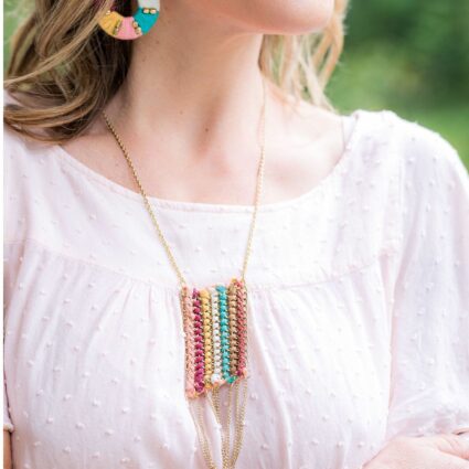 Sachi Warp & Weft Collection Necklace - Striped with Chains