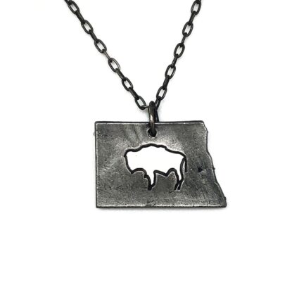 North Dakota- State outline with Bison