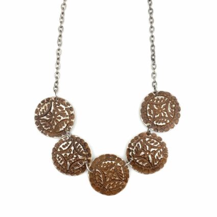 Silver Patina Necklace - Mint Pieced Circle
