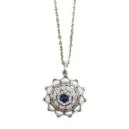 Tanvi Collection Necklace - Silver Scallops with Lapis