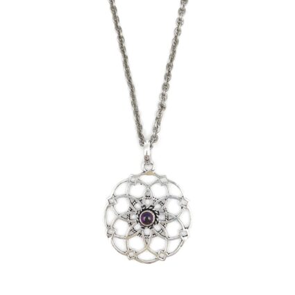 Tanvi Collection Necklace - Silver Petals with Amethyst