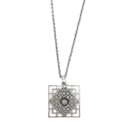 Tanvi Collection Necklace - Silver Square with Moonstone