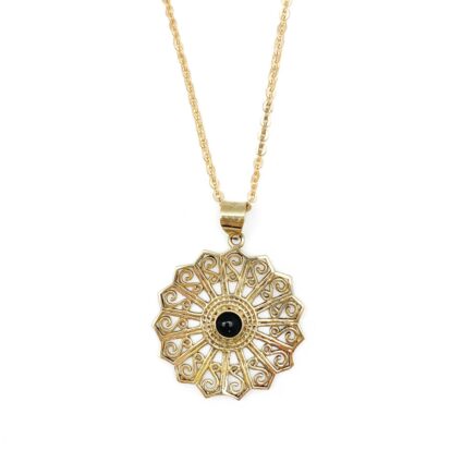 Tanvi Collection Necklace - Gold Curls with Black Onyx