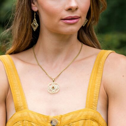 Tanvi Collection Necklace - Gold Clover with Tigerseye
