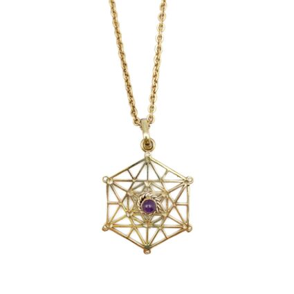 Tanvi Collection Necklace - Gold Hexagon with Amethyst