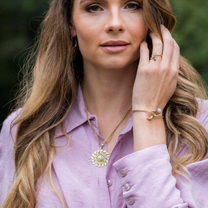 Tanvi Collection Necklace - Gold Waves with Moonstone