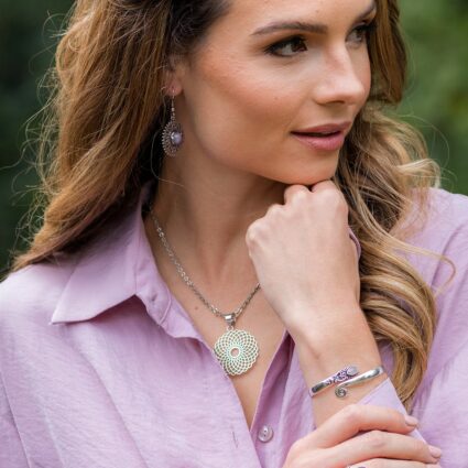 Tanvi Collection Necklace - Silver Multilayered Petals