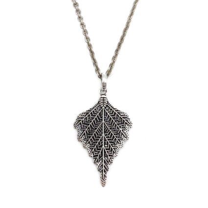 Tanvi Collection Necklace - Silver Textured Leaf