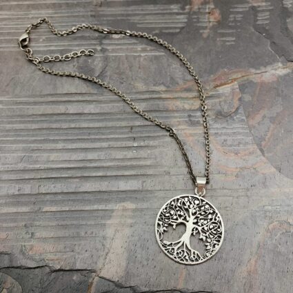 Tanvi Collection Necklace - Silver Tree in Circle